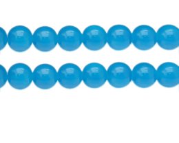 (image for) 12mm Deep Turquoise Jade-Style Glass Bead, approx. 17 beads