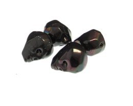(image for) 24 x 20mm Black Luster Skull Glass Bead, 4 beads