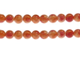 (image for) 10mm Peach Marble-Style Glass Bead, approx. 22 beads