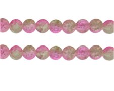 (image for) 10mm Pink/Apple Green Crackle Frosted Duo Bead, approx. 17 bead