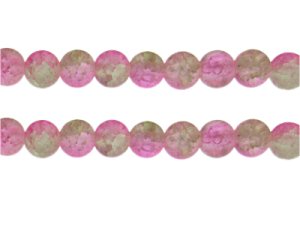 (image for) 10mm Pink/Apple Green Crackle Frosted Duo Bead, approx. 17 bead
