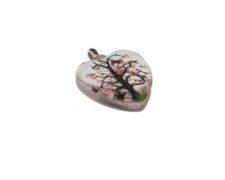 (image for) 24mm Pink Heart Glass Pendant w/Tree