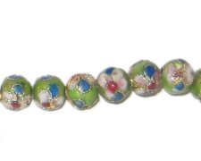 (image for) 8mm Apple Green Round Cloisonne Bead, 6 beads
