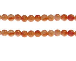 (image for) 8mm Peach Marble-Style Glass Bead, approx. 55 beads