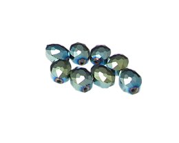 (image for) 16 x 12mm Blue Electroplated Faceted Glass Oval Bead, 8 beads