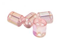 (image for) 16 x 14mm Pink Luster Column Glass Bead, 4 beads