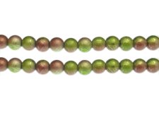(image for) 8mm Apple/L. Copper Drizzled Glass Bead, approx. 36 beads