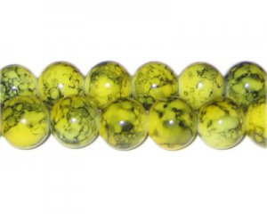 12mm Khaki Marble-Style Glass Bead, approx. 14 beads