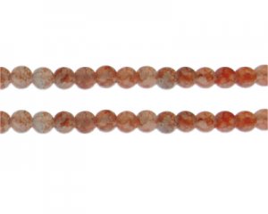 8mm Burnt Orange/Gray Duo-Style Glass Bead, approx. 35 beads