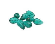 (image for) 14 x 10mm Emerald Green Faceted Glass Drop Bead, 8 beads