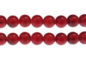 (image for) 12mm Red Marble-Style Glass Bead, approx. 17 beads