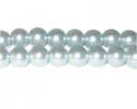12mm Silver Blue Glass Pearl Bead, approx. 18 beads