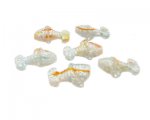 24 x 18mm Orange/Blue Stripe Fish Pressed Glass Bead, 6 beads 24 x 18mm Orange/Blue Stripe Fish Pressed Glass Bead, 6 beads