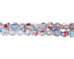 8mm 4th of July Crackle Season Glass Bead, approx. 55 beads