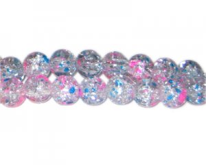 10mm Cotton Candy Crackle Season Glass Bead, approx. 22 beads