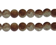 (image for) 12mm Brown/Crystal Crackle Frosted Duo Bead, approx. 14 beads