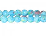 12mm Turquoise Marble-Style Glass Bead, approx. 18 beads