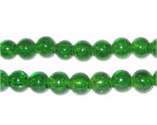 (image for) 6mm Grass Green Crackle Glass Bead, approx. 74 beads