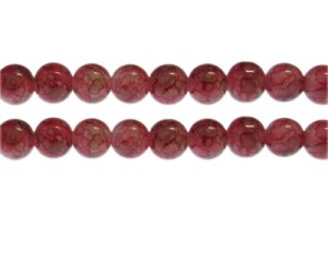 (image for) 10mm Red/Gray Marble-Style Glass Bead, approx. 21 beads