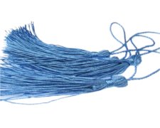 (image for) 130 x 6mm Sky Blue Polyester Tassel (70 x 90mm), 5 tassels