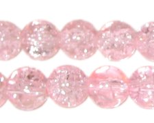 (image for) 12mm Baby Pink Crackle Glass Bead, approx. 17 beads