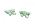 30 x 26mm Green Stripe Butterfly Pressed Glass Bead, 2 beads 30 x 26mm Green Stripe Butterfly Pressed Glass Bead, 2 beads