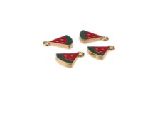 (image for) 16 x 12mm Watermelon Enamel Gold Metal Charm, 4 charms