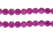 (image for) 10mm Magenta Marble-Style Glass Bead, approx. 21 beads