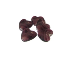 (image for) 18mm Plum Heart Lampwork Glass Bead, 5 beads