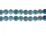 10mm Turquoise/Red Swirl Marble-Style Glass Bead, approx. 16 bea 10mm Turquoise/Red Swirl Marble-Style Glass Bead, approx. 16 bea