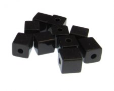(image for) 12mm Black Faceted Cube Glass Bead, 10 beads