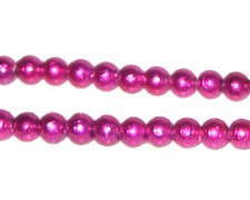 (image for) 6mm Drizzled Fuchsia Glass Bead, approx. 43 beads