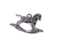 (image for) 26 x 30mm Silver Rocking Horse Pendant, fits 1mm rhinestone