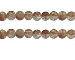 (image for) 10mm Brown/Crystal Crackle Frosted Duo Bead, approx. 17 beads