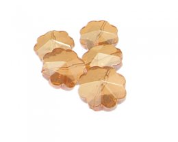 (image for) 18mm Peach Faceted Flower Glass Bead, 5 beads