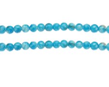 (image for) 6mm Turquoise Swirl Marble-Style Glass Bead, approx. 42 beads