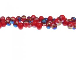 (image for) 8 x 6mm Red/Blue Drop Glass Bead, 20" string