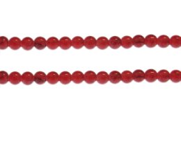 (image for) 6mm Red Marble-Style Glass Bead, approx. 68 beads