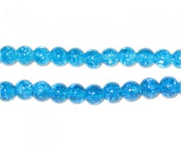 (image for) 6mm Light Turquoise Round Crackle Glass Bead, approx. 74 beads