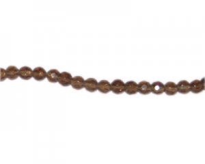 6mm Brown Faceted Glass Bead, 12" string
