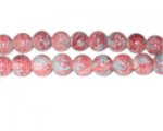 10mm Red/Gray Marble-Style Glass Bead, approx. 16 beads