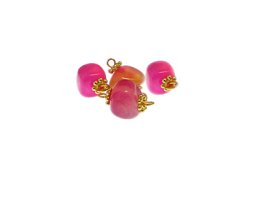(image for) 16 x12mm Pink Gemstone Gold Metal Link, 4 links