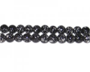 8mm Black Spot Marble-Style Glass Bead, approx. 35 beads
