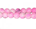 12mm Hot Pink Swirl Marble-Style Glass Bead, approx. 18 beads 12mm Hot Pink Swirl Marble-Style Glass Bead, approx. 18 beads