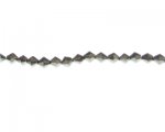 6mm Silver Electoplated Bi-cone Glass Bead, 12" string 6mm Silver Electoplated Bi-cone Glass Bead, 12" string
