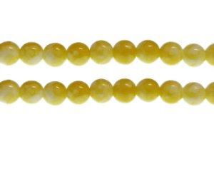 (image for) 10mm Yellow Marble-Style Glass Bead, approx. 22 beads