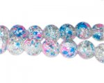 12mm Cotton Candy Crackle Season Glass Bead, approx. 18 beads
