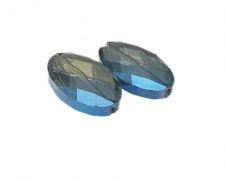 (image for) 34 x 20mm Blue Faceted Oval Glass Bead, 2 beads