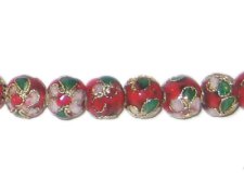 (image for) 8mm Red Round Cloisonne Bead, 6 beads