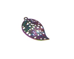 (image for) 24 x 20mm Leaf Color Electroplated Metal Pendant/Charm